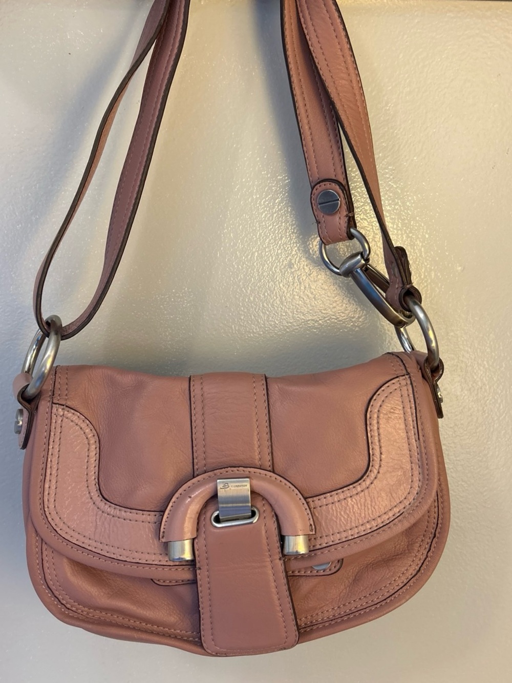 b. makowsky Blush Leather Crossbody with Polished Hardware